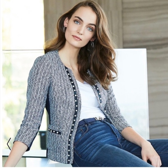 White House Black Market Jackets & Blazers - 🔥NeW🔥 NWT White House Black Market Tweed & Faux Pearl Jacket - Sz 6